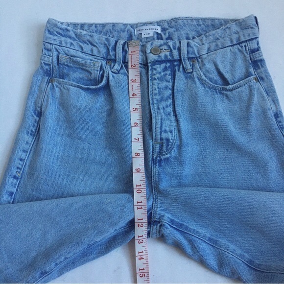 Good American High Rise Buttonfly Straight Leg Light Wash Denim Jeans Size 27 - Picture 10 of 17